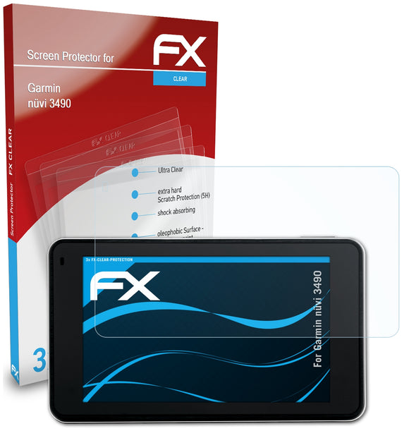 atFoliX FX-Clear Schutzfolie für Garmin nüvi 3490