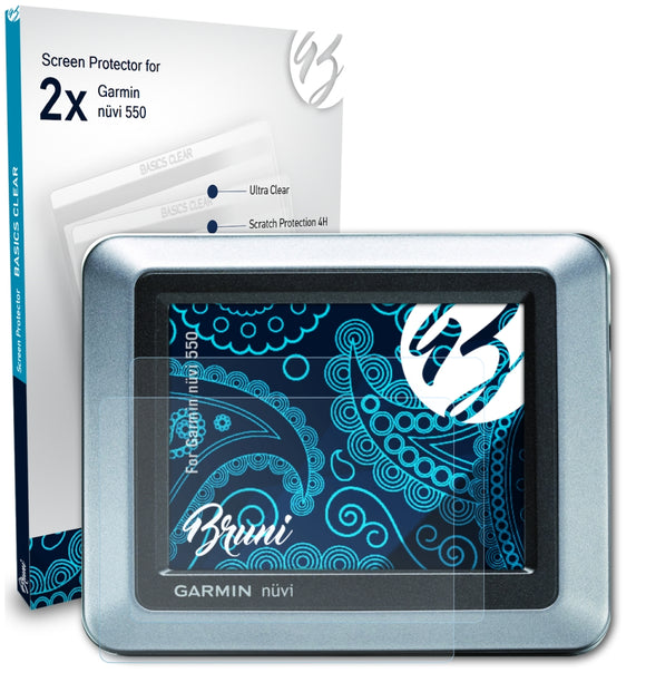 Bruni Basics-Clear Displayschutzfolie für Garmin nüvi 550