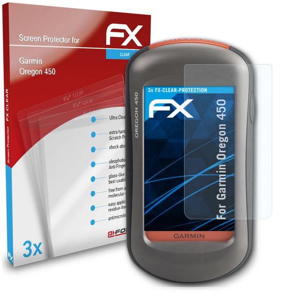 atFoliX FX-Clear Schutzfolie für Garmin Oregon 450