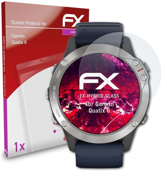 atFoliX FX-Hybrid-Glass Panzerglasfolie für Garmin Quatix 6