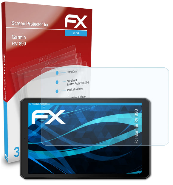 atFoliX FX-Clear Schutzfolie für Garmin RV 890