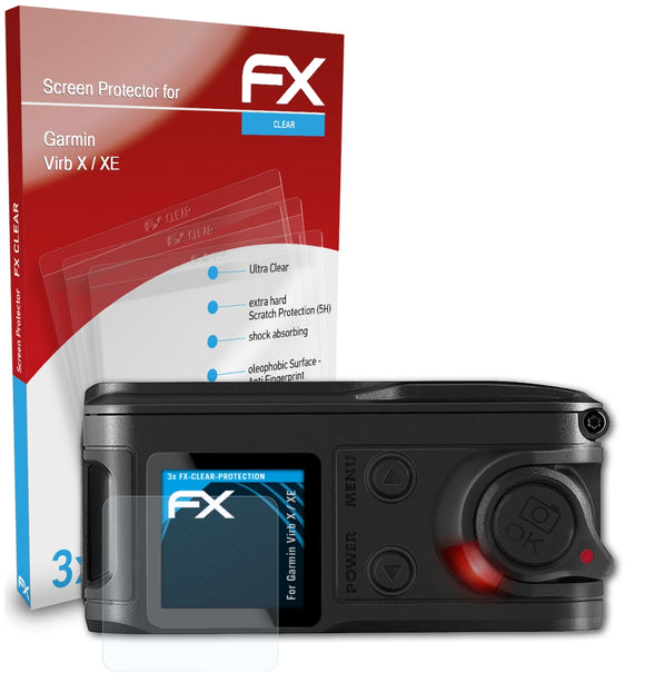 atFoliX FX-Clear Schutzfolie für Garmin Virb X / XE