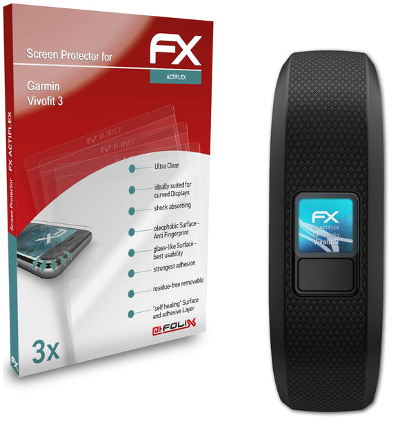 atFoliX FX-ActiFleX Displayschutzfolie für Garmin Vivofit 3
