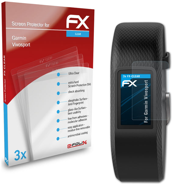 atFoliX FX-Clear Schutzfolie für Garmin Vivosport