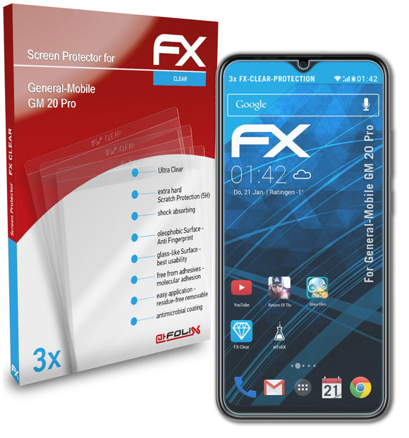 atFoliX FX-Clear Schutzfolie für General-Mobile GM 20 Pro