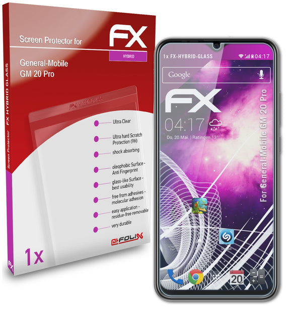 atFoliX FX-Hybrid-Glass Panzerglasfolie für General-Mobile GM 20 Pro