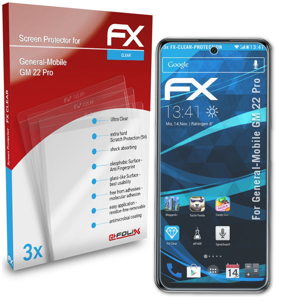 atFoliX FX-Clear Schutzfolie für General-Mobile GM 22 Pro