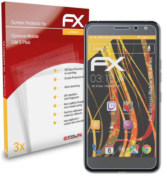 atFoliX FX-Antireflex Displayschutzfolie für General-Mobile GM 5 Plus
