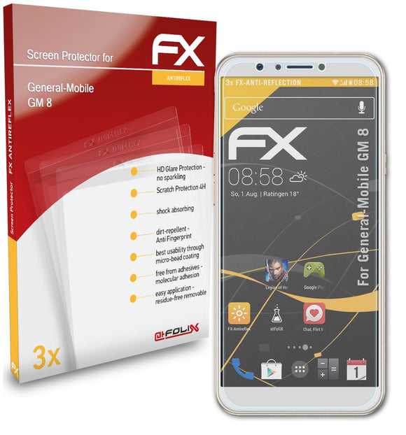 atFoliX FX-Antireflex Displayschutzfolie für General-Mobile GM 8