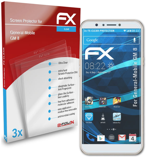 atFoliX FX-Clear Schutzfolie für General-Mobile GM 8