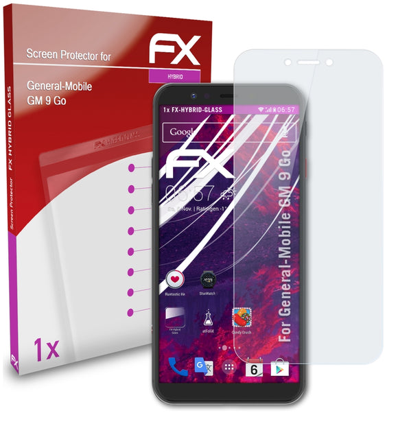 atFoliX FX-Hybrid-Glass Panzerglasfolie für General-Mobile GM 9 Go