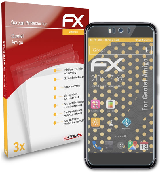 atFoliX FX-Antireflex Displayschutzfolie für Geotel Amigo