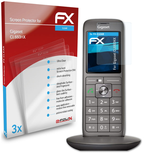 atFoliX FX-Clear Schutzfolie für Gigaset CL660HX