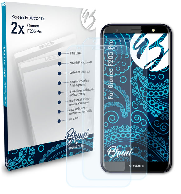 Bruni Basics-Clear Displayschutzfolie für Gionee F205 Pro