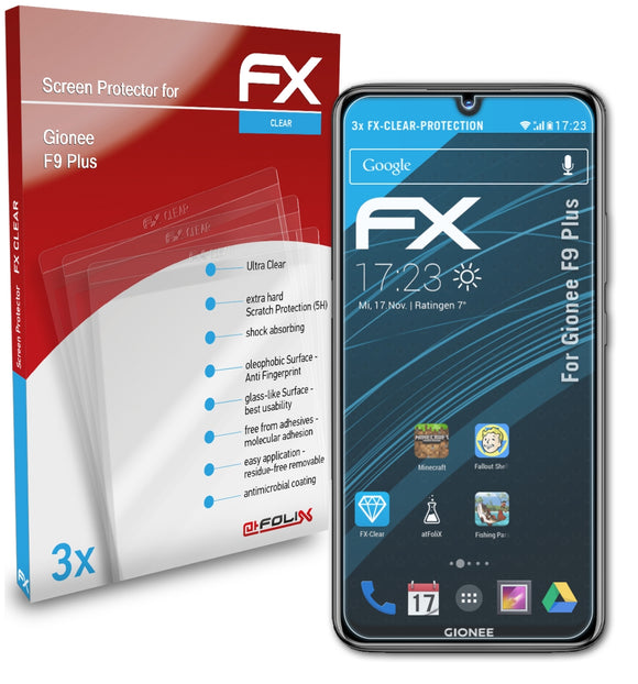 atFoliX FX-Clear Schutzfolie für Gionee F9 Plus