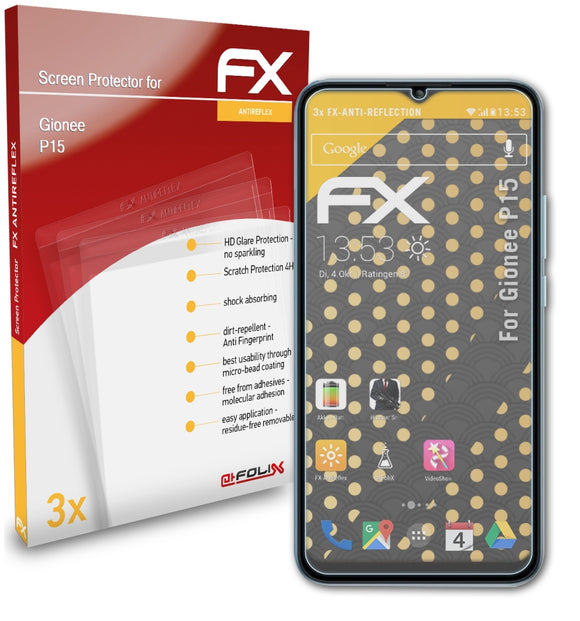 atFoliX FX-Antireflex Displayschutzfolie für Gionee P15