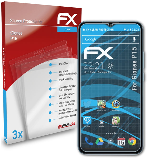 atFoliX FX-Clear Schutzfolie für Gionee P15