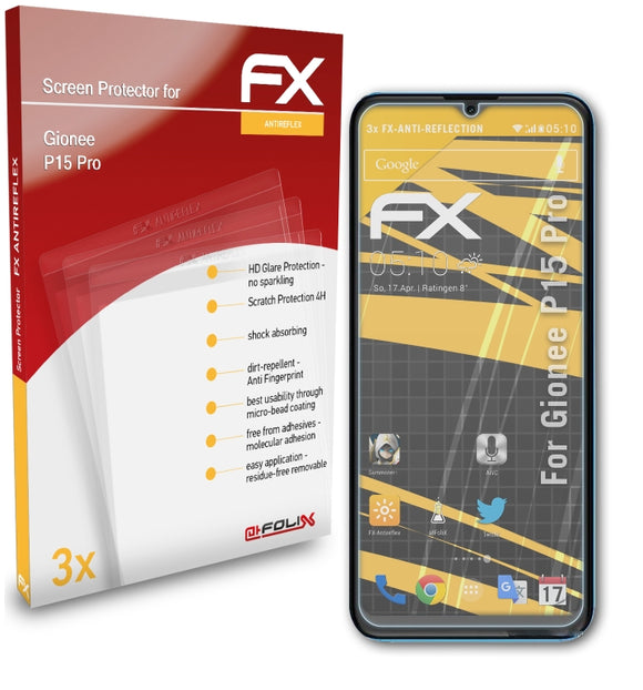 atFoliX FX-Antireflex Displayschutzfolie für Gionee P15 Pro