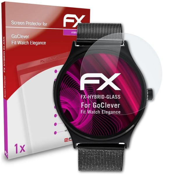 atFoliX FX-Hybrid-Glass Panzerglasfolie für GoClever Fit Watch Elegance