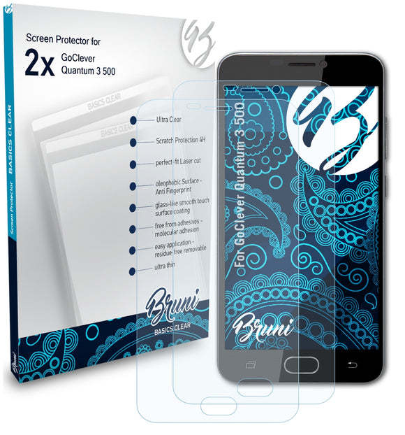 Bruni Basics-Clear Displayschutzfolie für GoClever Quantum 3 500