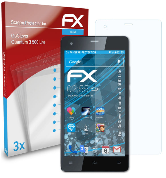atFoliX FX-Clear Schutzfolie für GoClever Quantum 3 500 Lite
