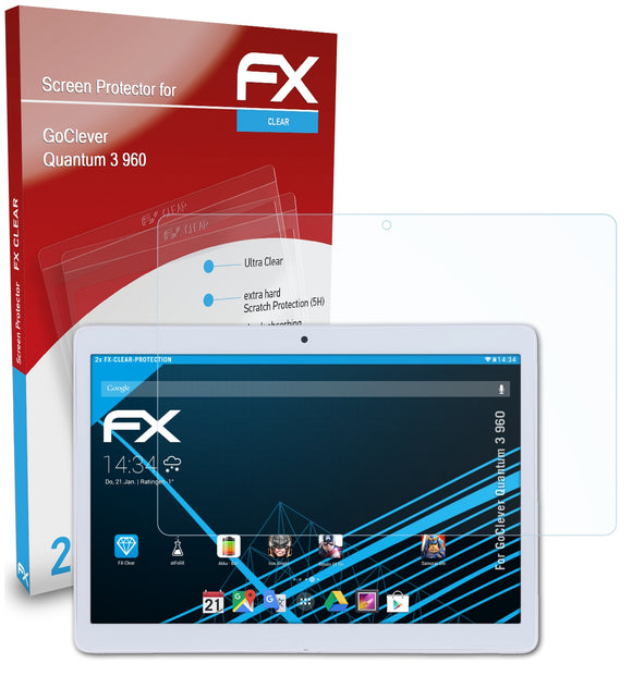 atFoliX FX-Clear Schutzfolie für GoClever Quantum 3 960