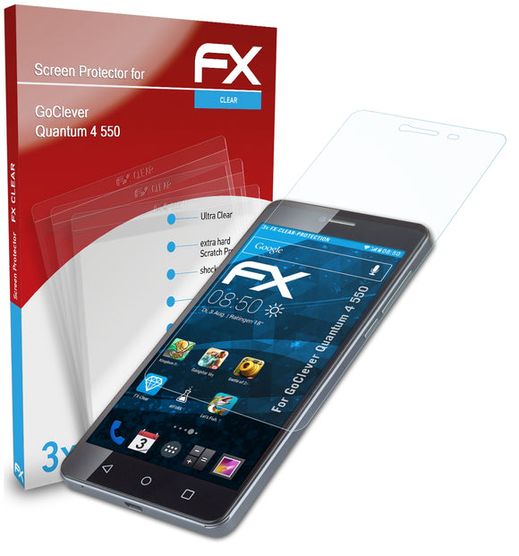 atFoliX FX-Clear Schutzfolie für GoClever Quantum 4 550