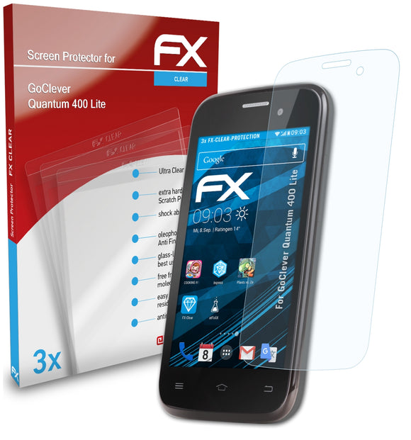 atFoliX FX-Clear Schutzfolie für GoClever Quantum 400 Lite