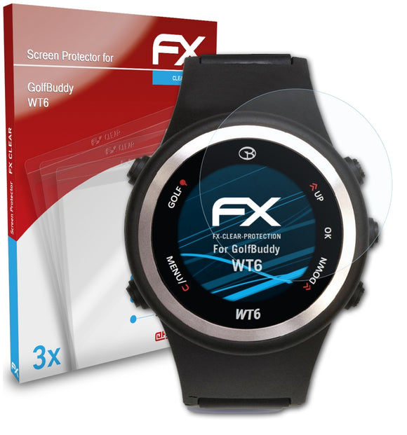 atFoliX FX-Clear Schutzfolie für GolfBuddy WT6
