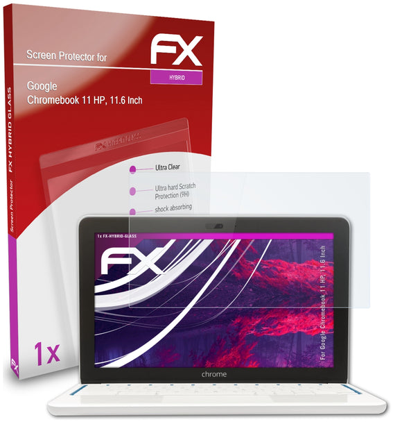 atFoliX FX-Hybrid-Glass Panzerglasfolie für Google Chromebook 11 (HP, 11.6 Inch)