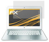 Panzerfolie atFoliX kompatibel mit Google Chromebook (14-c010, 14 Inch) HP Pavilion, entspiegelnde und stoßdämpfende FX (2X)