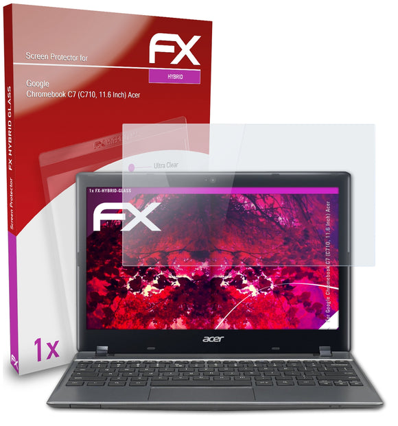 atFoliX FX-Hybrid-Glass Panzerglasfolie für Google Chromebook C7 (C710, 11.6 Inch) (Acer)