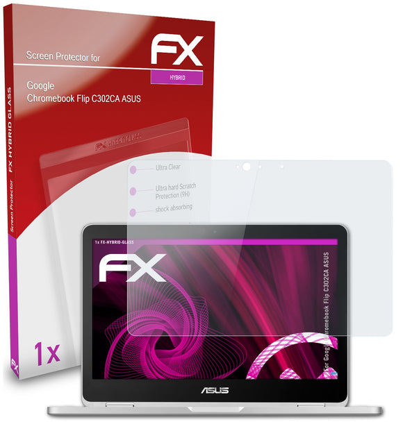 atFoliX FX-Hybrid-Glass Panzerglasfolie für Google Chromebook Flip C302CA (ASUS)