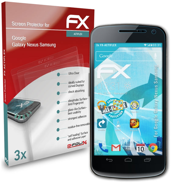 atFoliX FX-ActiFleX Displayschutzfolie für Google Galaxy Nexus (Samsung)