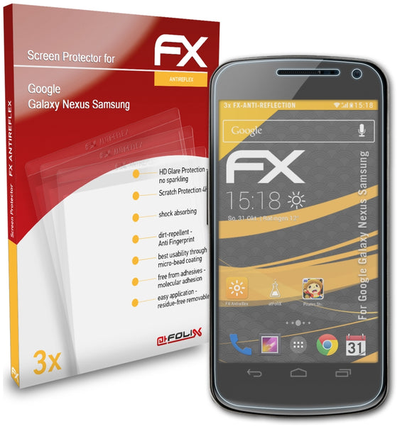 atFoliX FX-Antireflex Displayschutzfolie für Google Galaxy Nexus (Samsung)