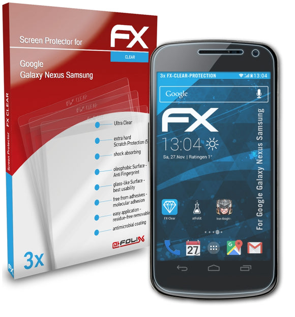 atFoliX FX-Clear Schutzfolie für Google Galaxy Nexus (Samsung)