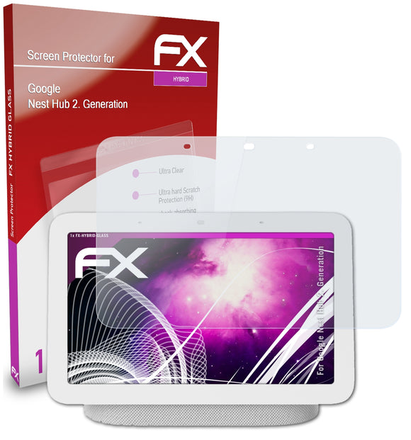 atFoliX FX-Hybrid-Glass Panzerglasfolie für Google Nest Hub (2. Generation)