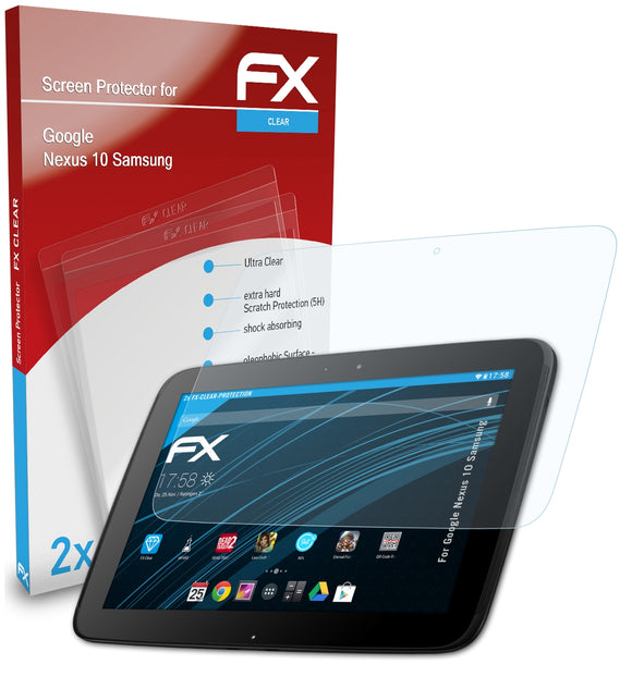 atFoliX FX-Clear Schutzfolie für Google Nexus 10 (Samsung)