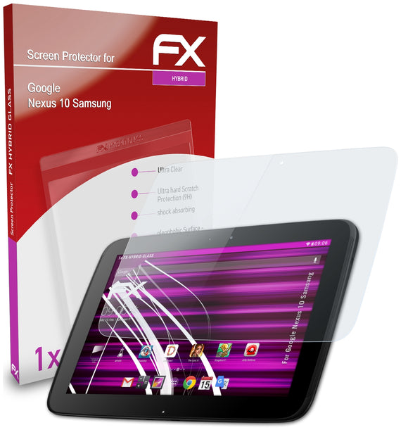 atFoliX FX-Hybrid-Glass Panzerglasfolie für Google Nexus 10 (Samsung)