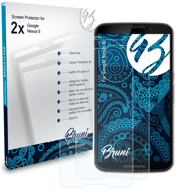 Bruni Basics-Clear Displayschutzfolie für Google Nexus 6