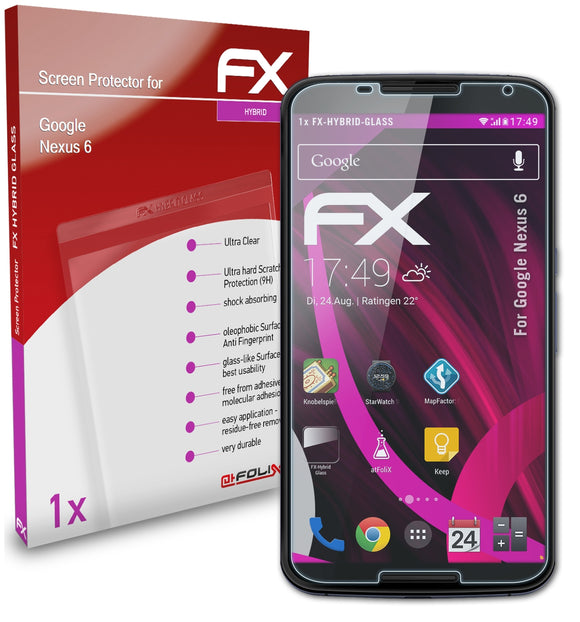 atFoliX FX-Hybrid-Glass Panzerglasfolie für Google Nexus 6
