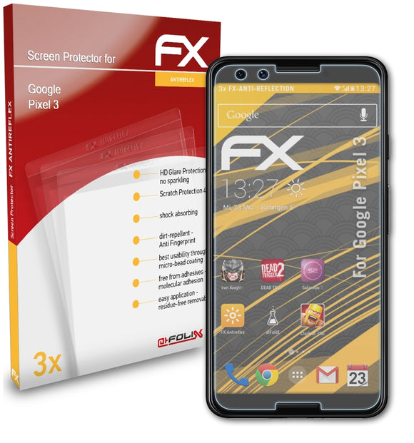 atFoliX FX-Antireflex Displayschutzfolie für Google Pixel 3