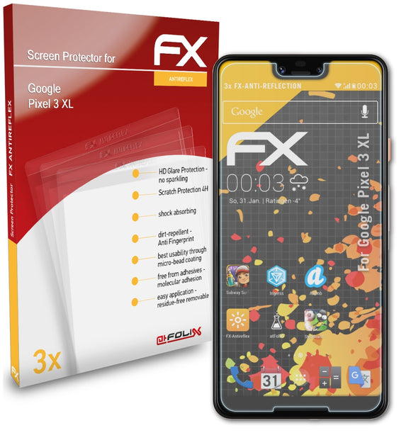 atFoliX FX-Antireflex Displayschutzfolie für Google Pixel 3 XL