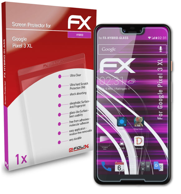 atFoliX FX-Hybrid-Glass Panzerglasfolie für Google Pixel 3 XL
