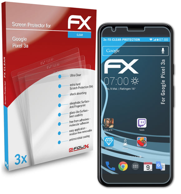 atFoliX FX-Clear Schutzfolie für Google Pixel 3a