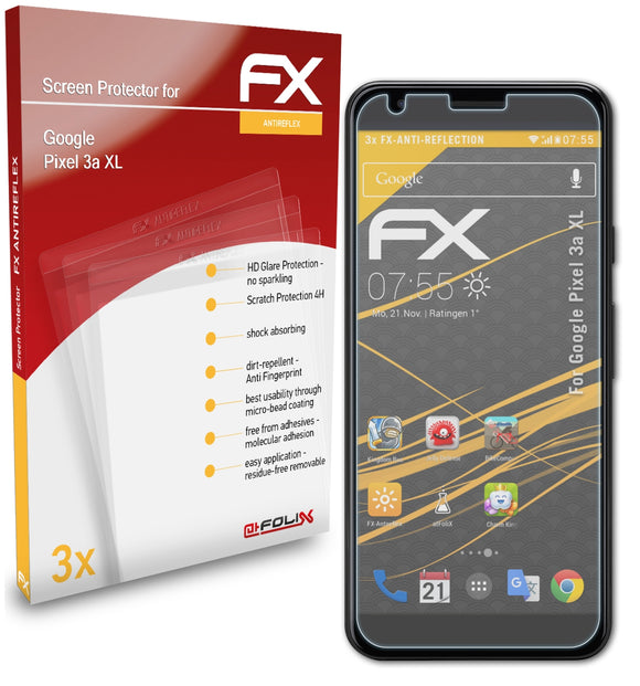 atFoliX FX-Antireflex Displayschutzfolie für Google Pixel 3a XL