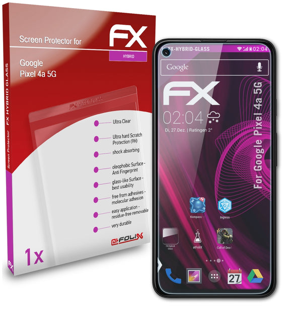atFoliX FX-Hybrid-Glass Panzerglasfolie für Google Pixel 4a (5G)