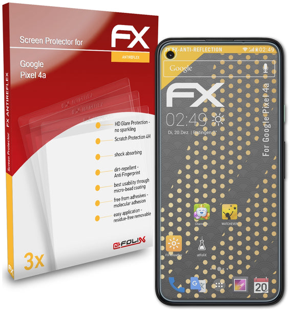 atFoliX FX-Antireflex Displayschutzfolie für Google Pixel 4a