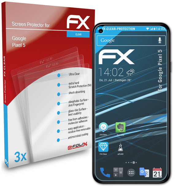 atFoliX FX-Clear Schutzfolie für Google Pixel 5