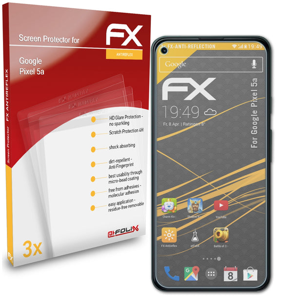 atFoliX FX-Antireflex Displayschutzfolie für Google Pixel 5a